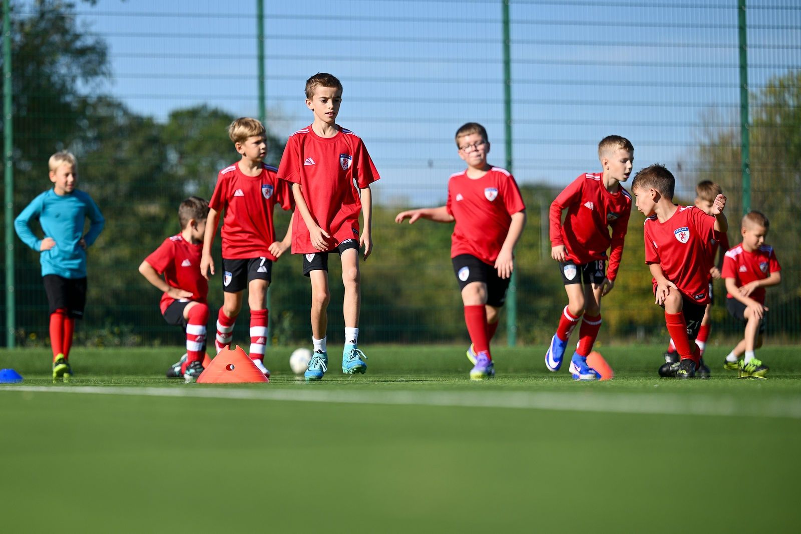Under 10 players training on the 3G pitch at Basildon Sporting Village