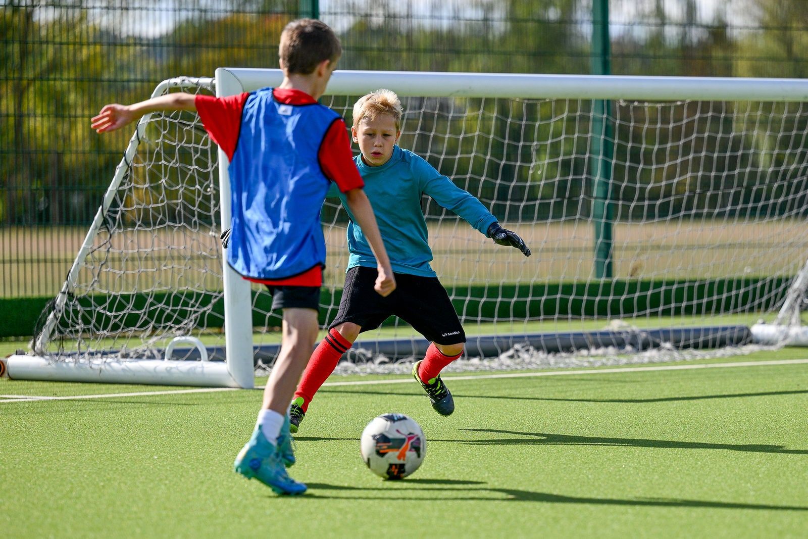 Under 10 players training on the 3G pitch at Basildon Sporting Village