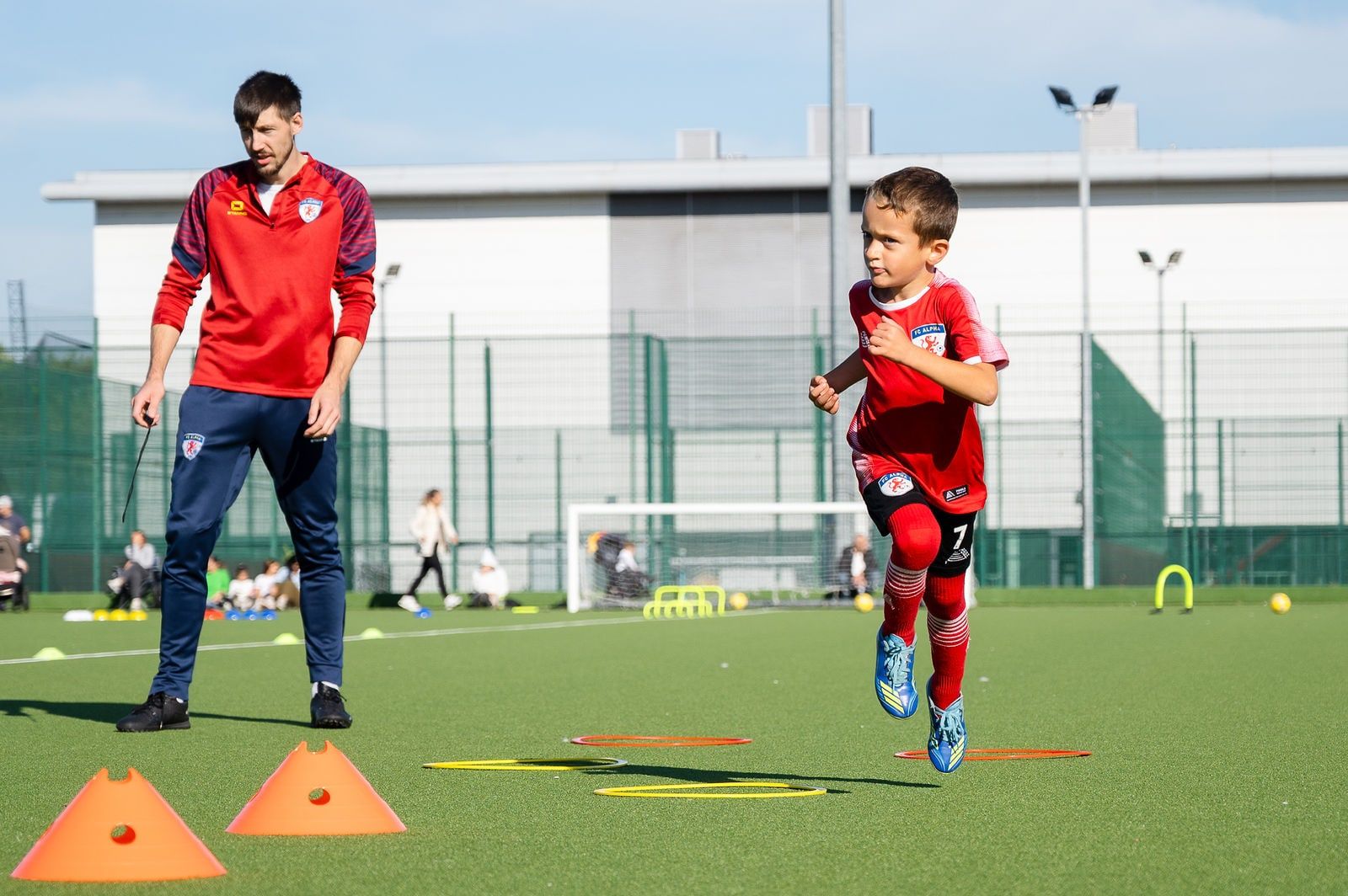 Under 8 players in a training session at FC Alpha Academy, Basildon