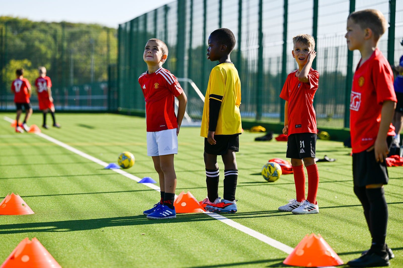 Under 8 players in a training session at FC Alpha Academy, Basildon