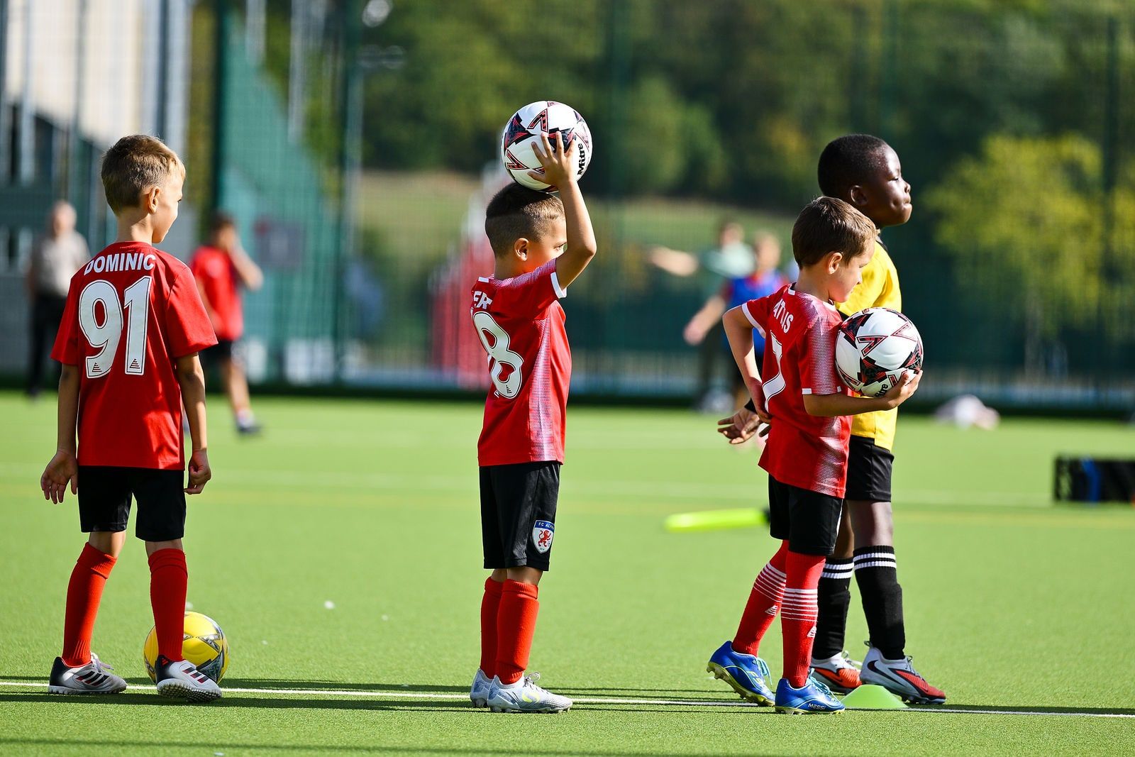 Under 8 players in a training session at FC Alpha Academy, Basildon